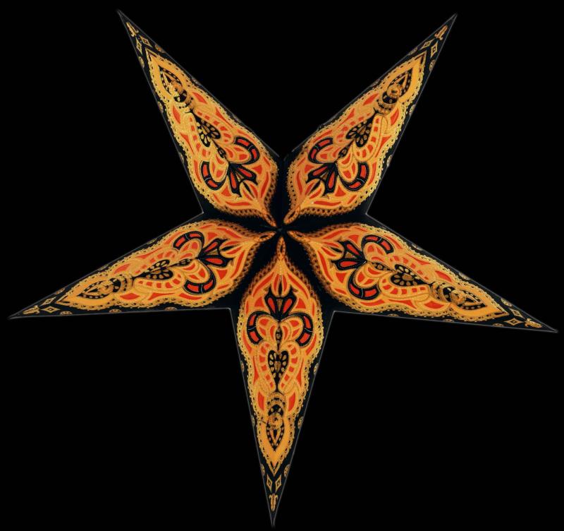 Baby Sumita Black / Orange - Foldable glowing Paperstar with 5 points, 40 cm